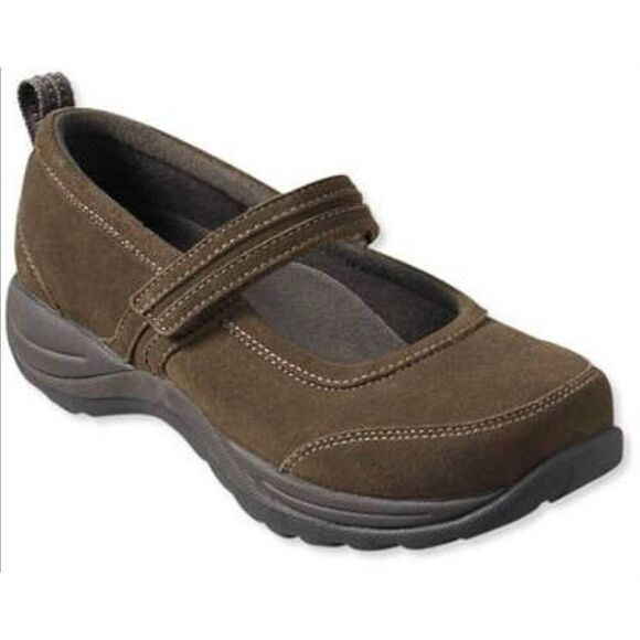 L.L. Bean Brown Suede Comfort Moc Mary Janes Sz. 8 1/2 - Picture 1 of 10